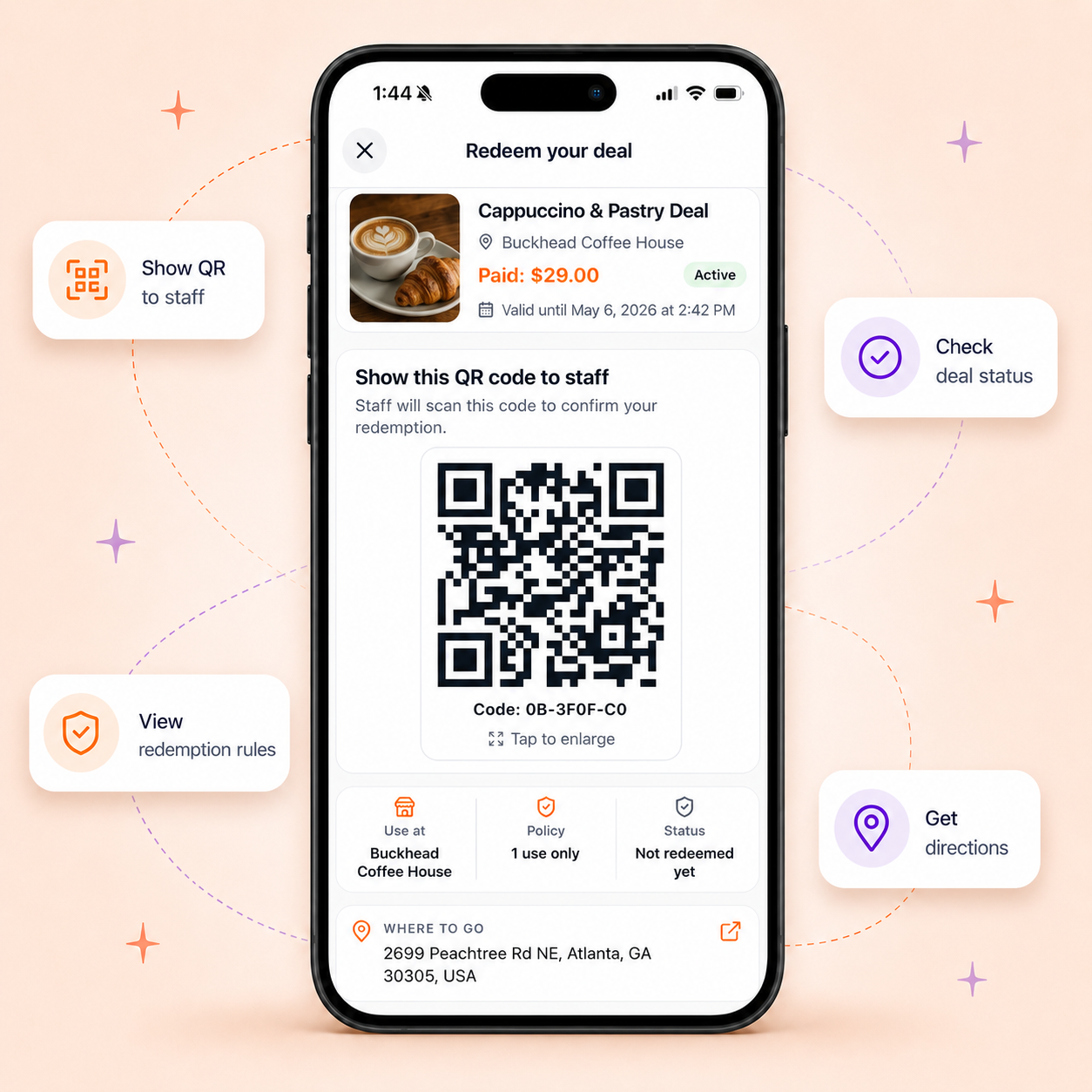 Redeem your deal screen